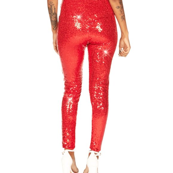 Tipsy Elves Red Sequin High Waisted Leggings Size XLXL - Picture 2 of 3